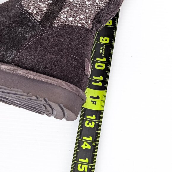 UGG Women Camaya Grey Suede Sequin Knit Slip-on Winter Boots sz 8 - Picture 8 of 9